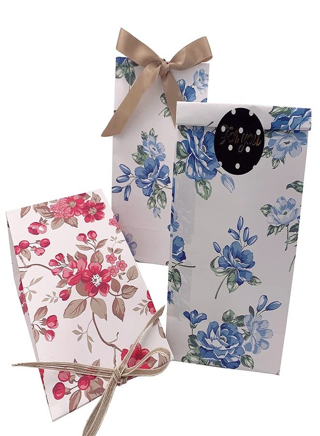 Suponey Floral Paper Bags Gift Bags Flower Party Favor Treat Bag Goody Bag with Stickers for Wedding Bridal Shower Anniversary Birthday Garden Party (16 Pcs) - Image 1